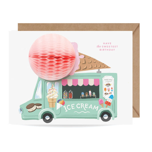 Carte anniversaire pop up camion crème glacée Inklings paperie