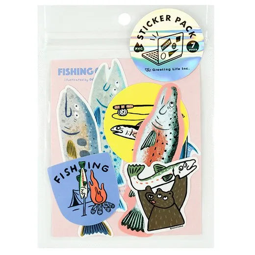 Pack Stickers PVC resistant- Ours/Pêche