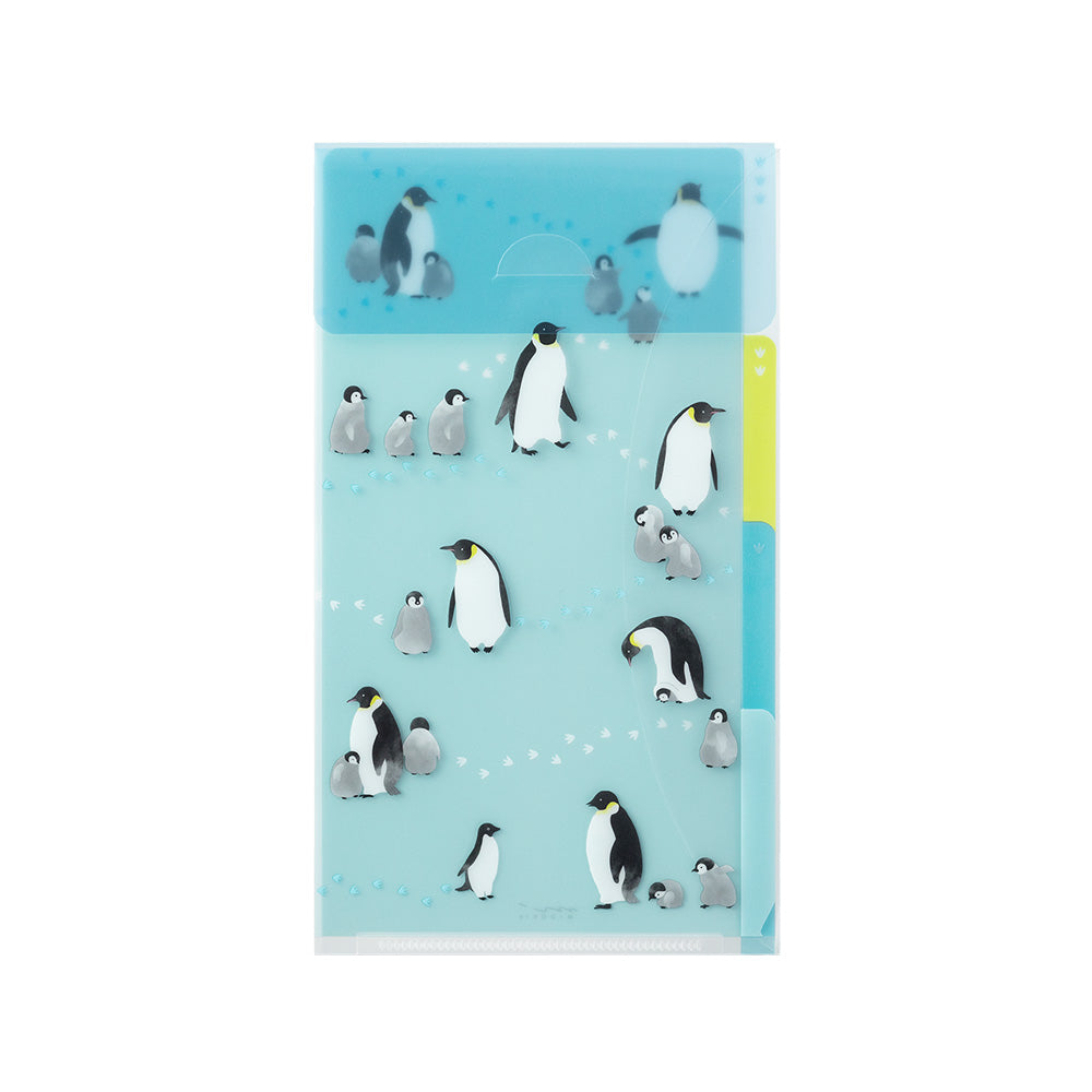 Pochettes / chemises à onglets Midori A6 pingouins bleue