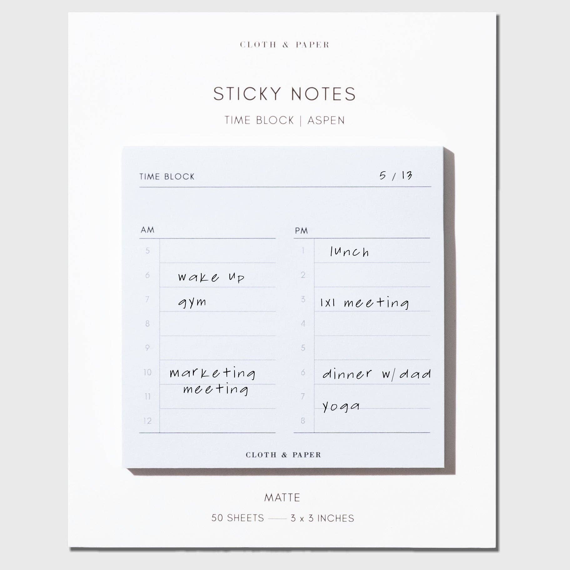 Cloth & Paper – Bloc-notes autocollant "Time Block" demo