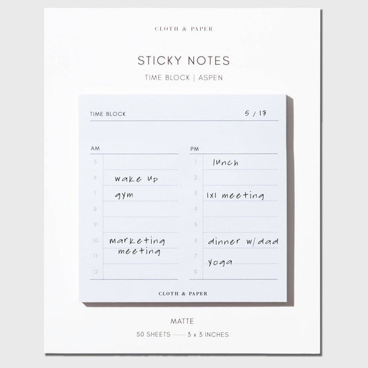 Cloth & Paper – Bloc-notes autocollant "Time Block" demo