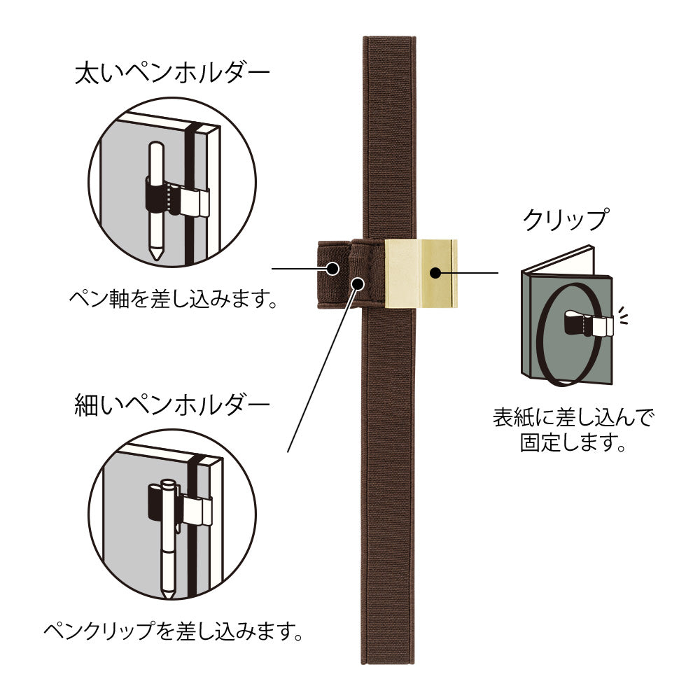 Bandeau Porte-Stylo – Marron, Noir ou Bleu – Midori usage