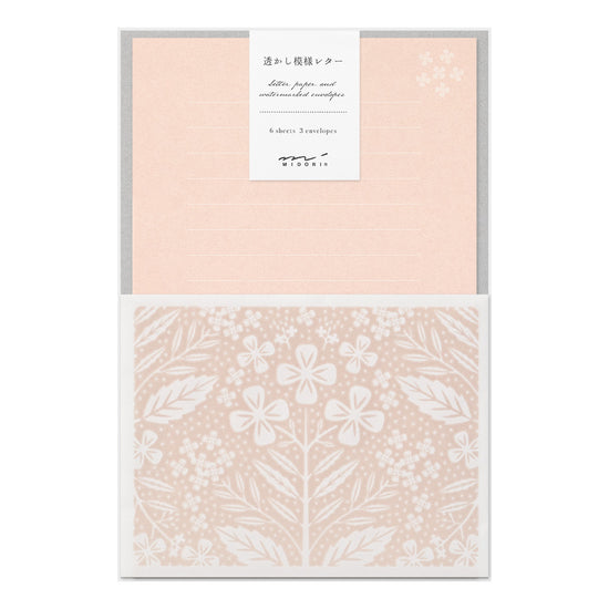 set-papier-et-enveloppes-en-filigrane-rose vue 1