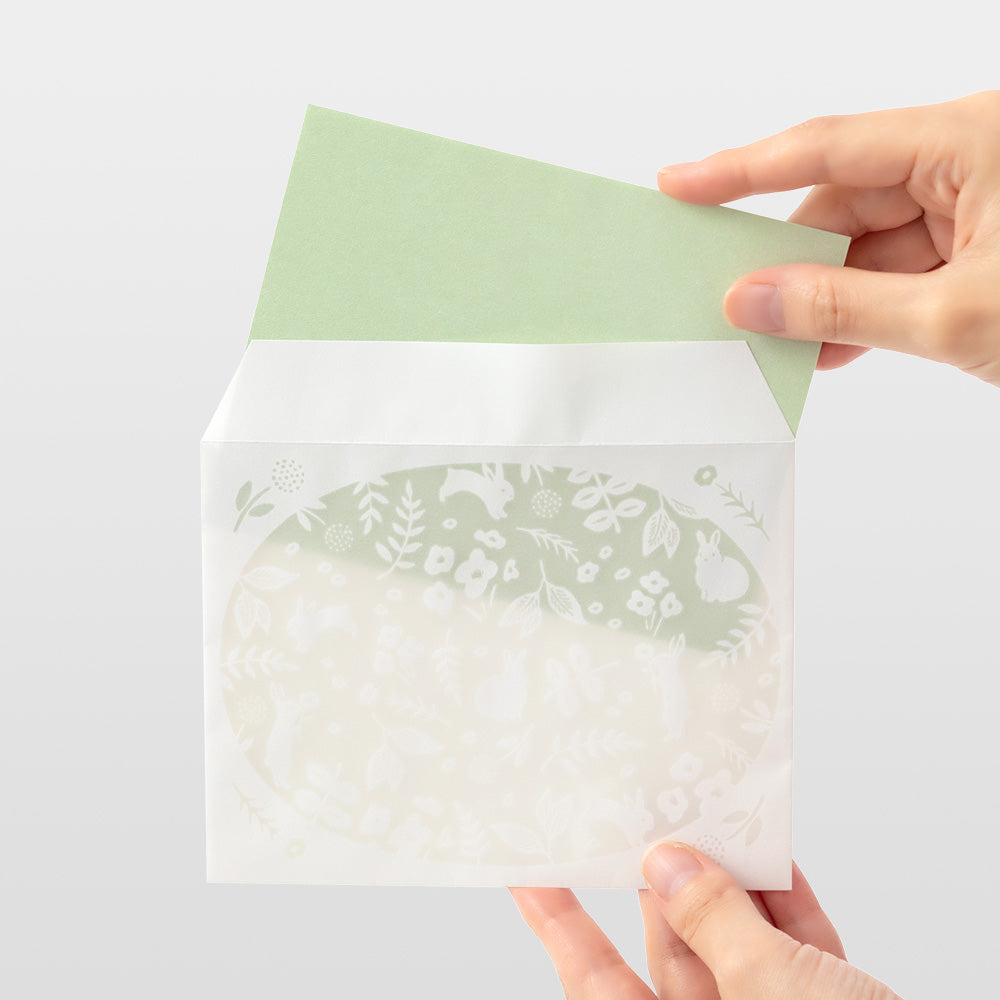 set-papier-et-enveloppes-en-filigrane-vert vue 2
