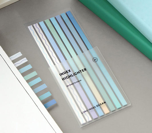 Marque-pages adhésifs long & surligneurs - Ocean