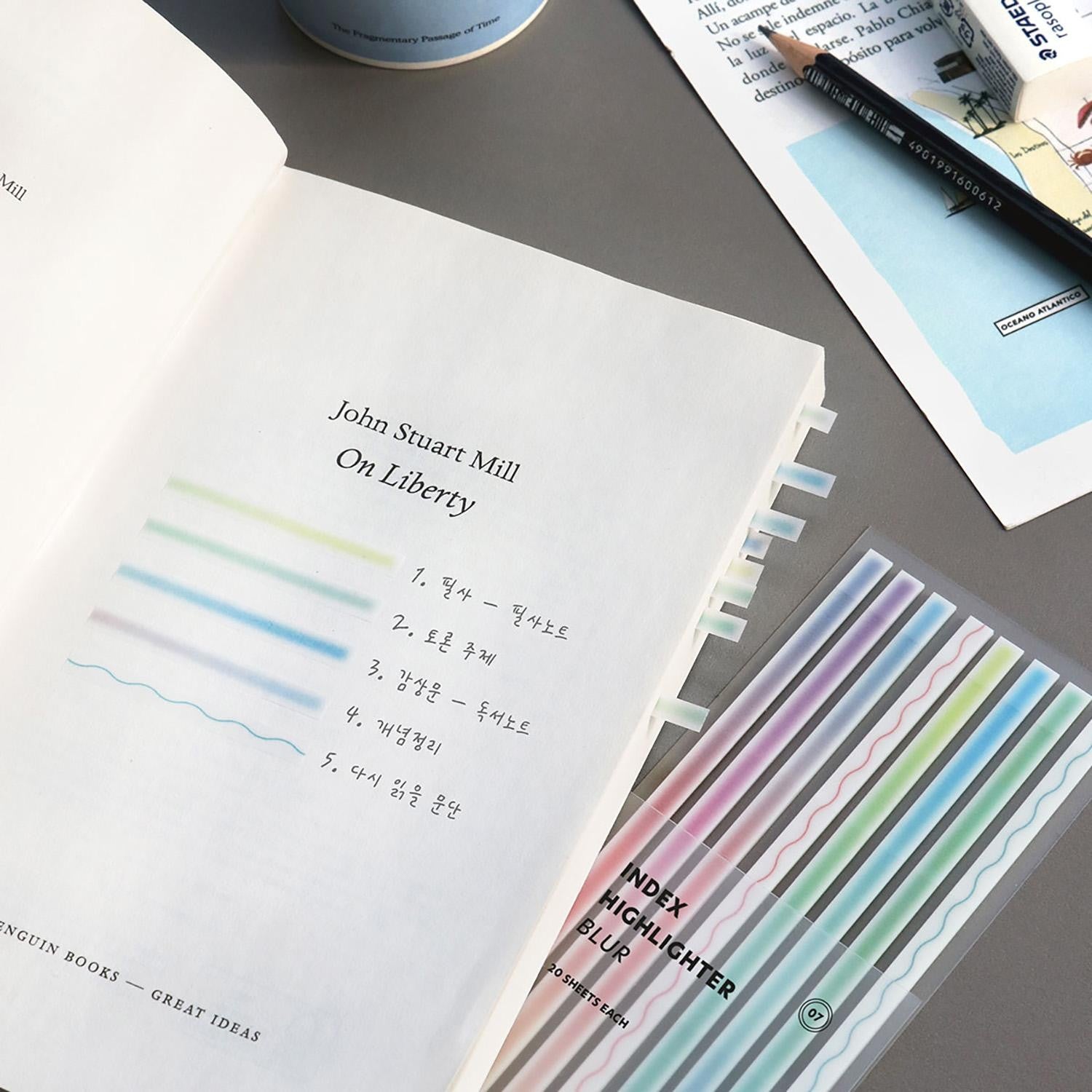 marque-pages-adhesifs-long-surligneurs-tropical vue 2