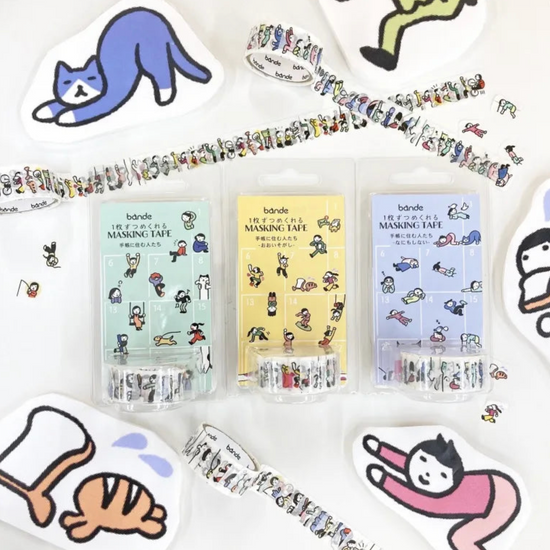 Washi tape people bande personnage en action pour carnet et agenda