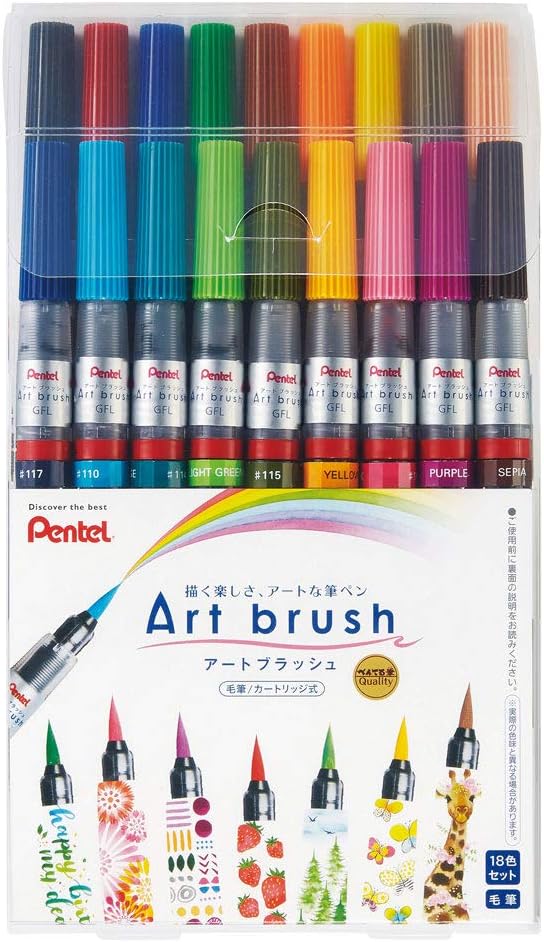 coffret-de-18-pinceaux-pentel-art-brush-couleurs-vives-a-base-d-eau vue 8