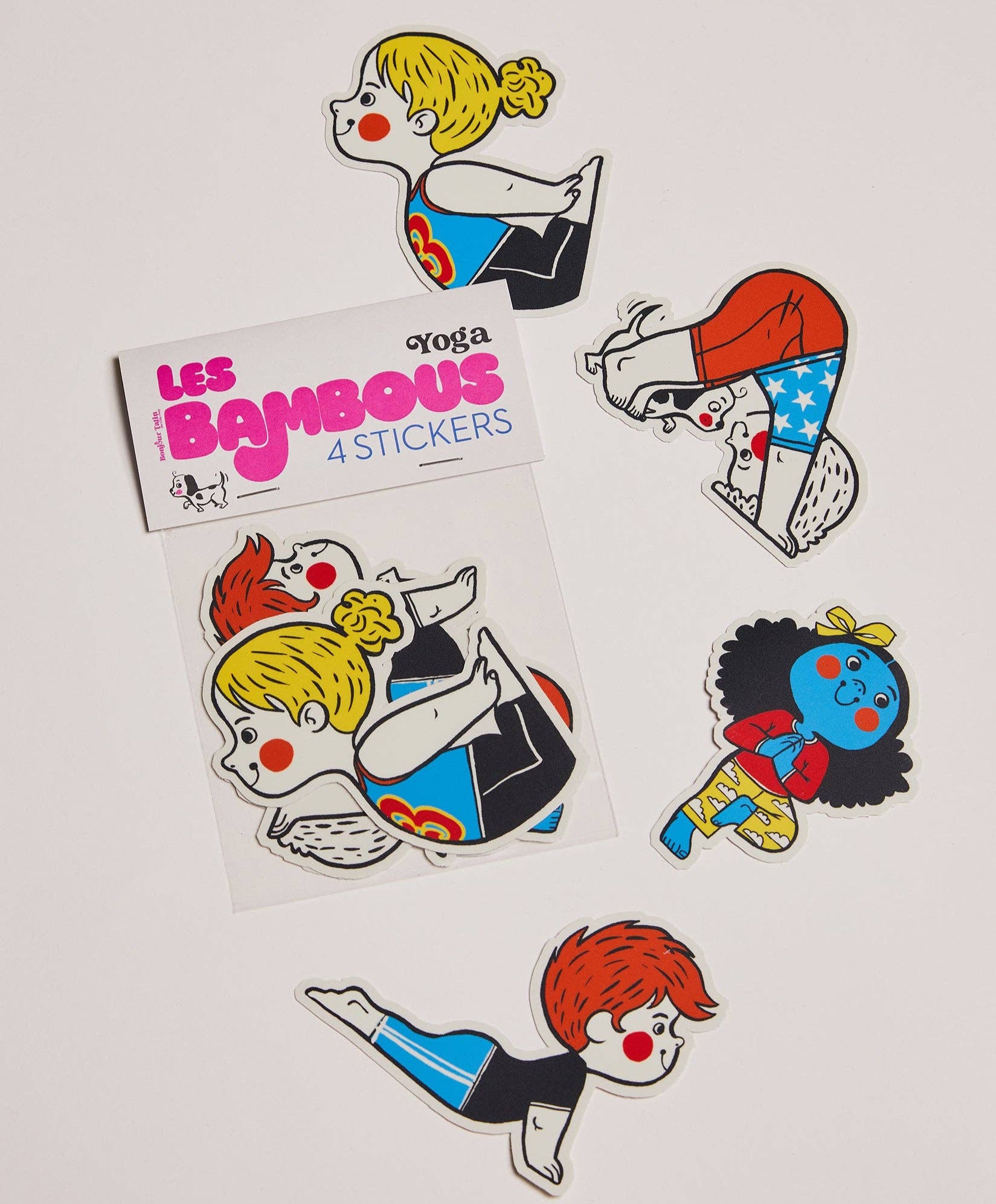 Ensemble d'autocollant stickers Yoga Les bambous Bonjour Tatin