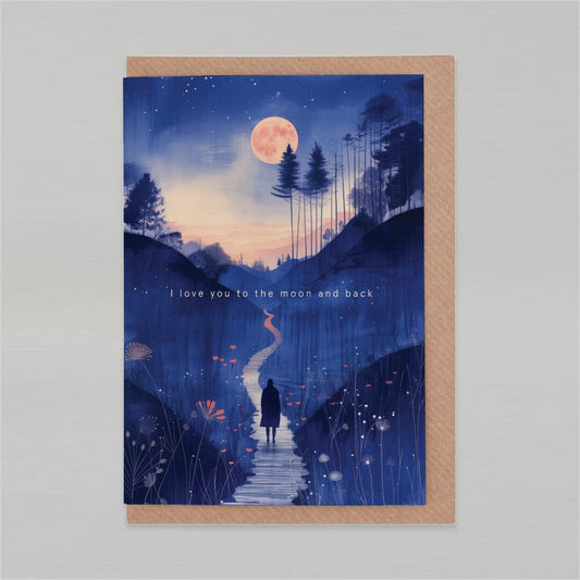 Je t'aime jusqu'à la lune et au retour | Carte d'amour