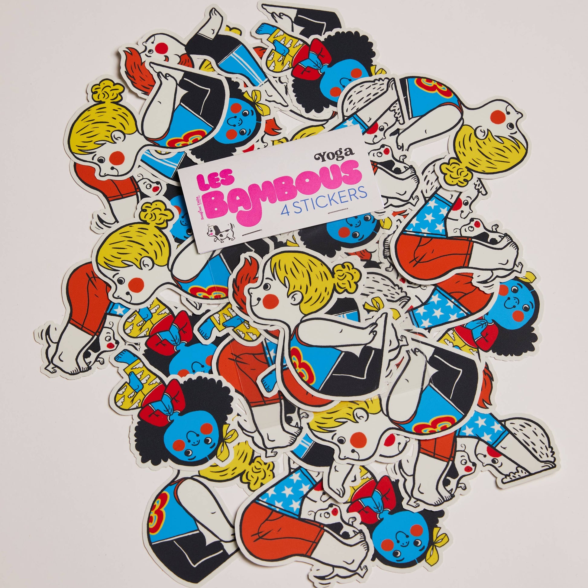 Ensemble d'autocollant stickers Yoga Les bambous Bonjour Tatin