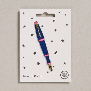 Patch brodé thermocollant – Pour tissu ou cuir - Stylo plume Bleu