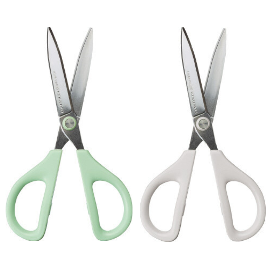 Ciseaux compacts SAXA Kokuyo – Hybrid Arch Blade modele mint et gris ouvert