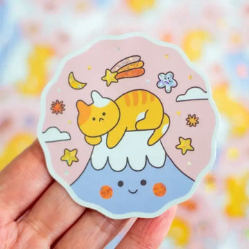 Sticker pailleté – Cat on Mount Fuji - Niniwanted