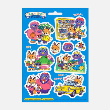 Planche de 9 stickers « Rémi, Pompon, Bibule & Françoise » – Yeaaah! Studio