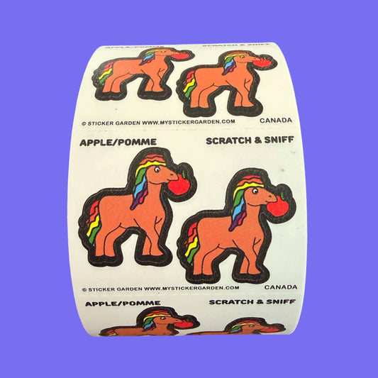 Stickers sur le rouleau – Cheval Pomme à gratter et sentir - Sticker Garden