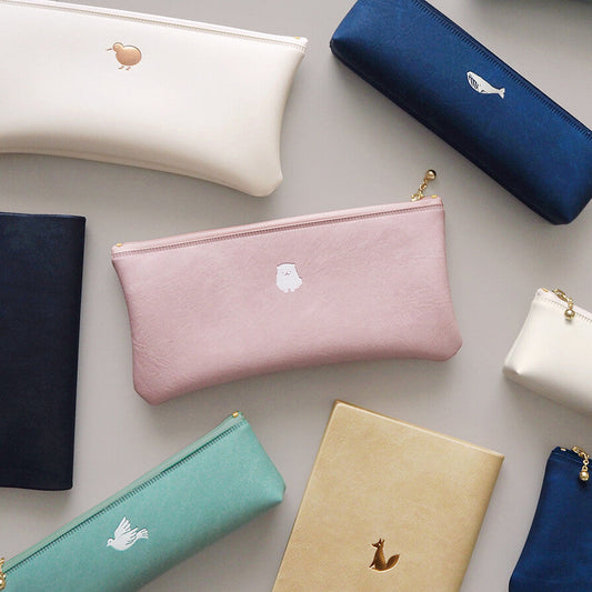 Trousse fine zippée – Motifs dorés - Coloris au choix