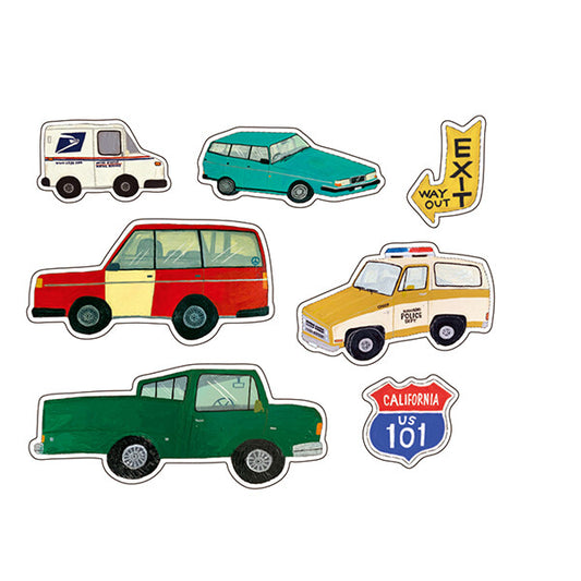 Lot de 7 stickers illustrés vehicules – Kahoko Sodeyama