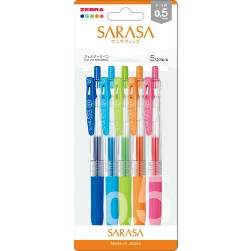 Stylo gel Zebra Sarasa – 5 Couleurs Vives