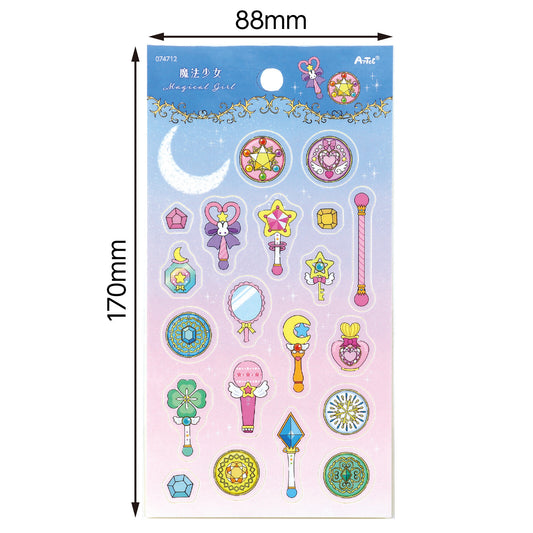 Stickers Magical Girl – planche décorative scintillante