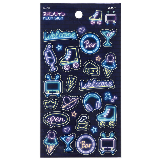 Stickers néon 80’s – planche décorative rétro pop