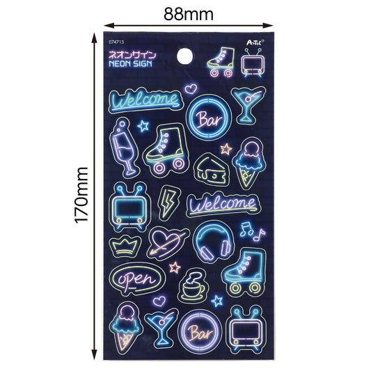 Stickers néon 80’s – planche décorative rétro pop