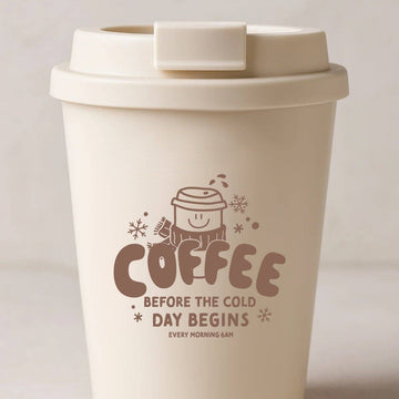 Gobelet à emporter « Café avant que le jour froid ne commence » – Crème
