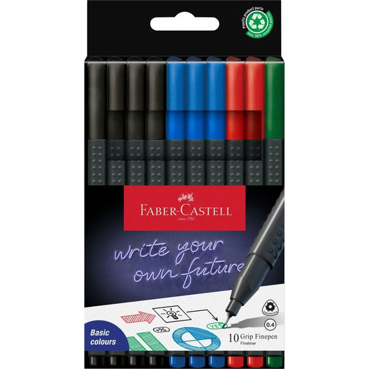 Feutres Grip Finepen – Étui de 10 – Office – Faber-Castell