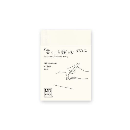 Carnet MD Notebook A7 – Ligné, Blanc, Quadrillé et couverture transparente - Au choix | MD Paper