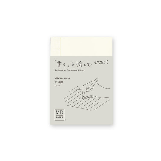 Carnet MD Notebook A7 – Ligné, Blanc, Quadrillé et couverture transparente - Au choix | MD Paper