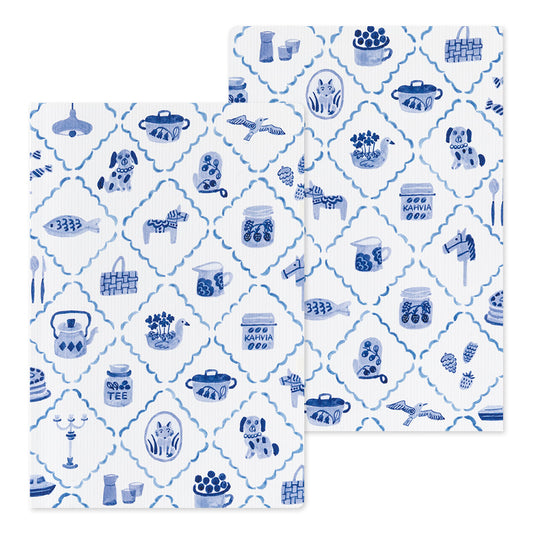 Carnet dot illustré B6 Nordique Bleu - Yuru Journal – Midori recto verso