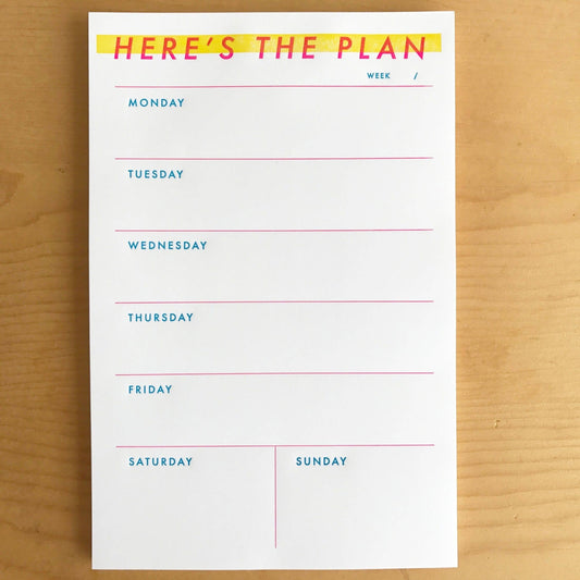 Bloc-notes Voici le plan – Semainier coloré