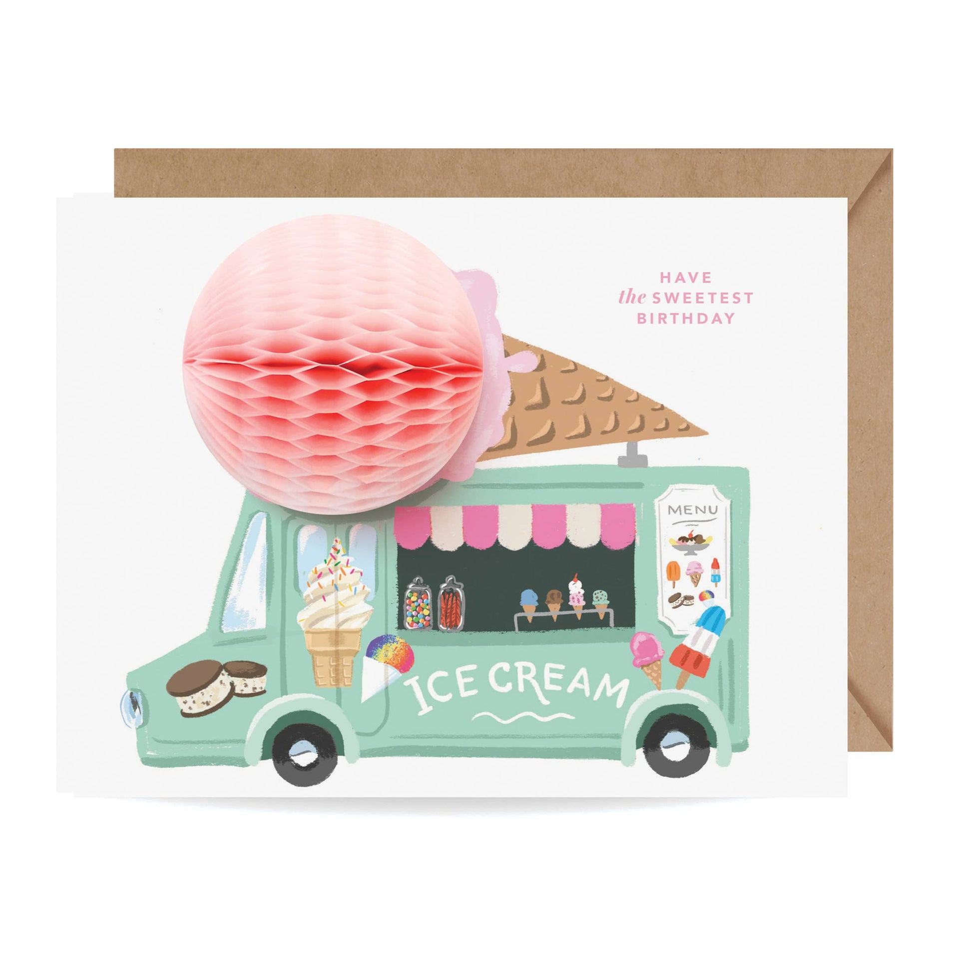 Carte anniversaire pop up camion crème glacée Inklings paperie