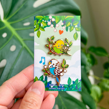 Pin's en émail – Ensemble Perruches bleues et vertes – Thousand Skies