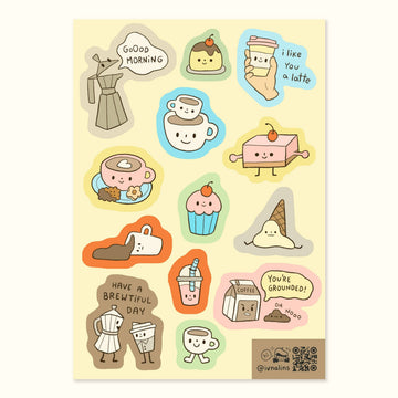 Planche de stickers – Petit café cosy – Ivna
