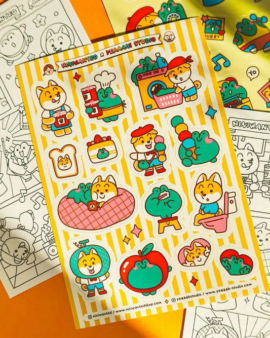 Planche de 14 stickers « Mimi & Bobby » – Collaboration avec Niniwanted – Yeaaah! Studio
