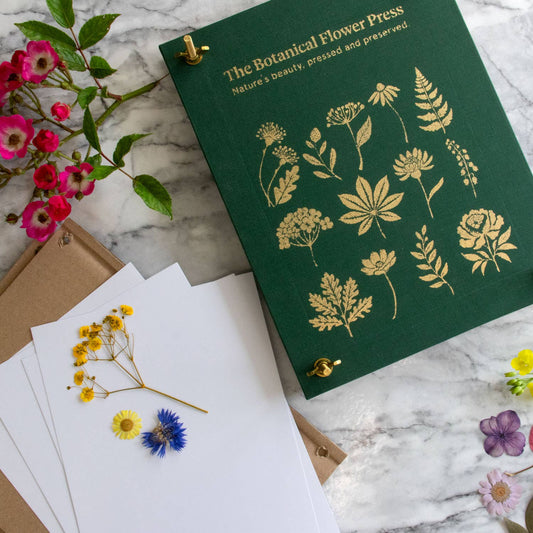 Presse à fleurs – Couverture en lin & détails dorés - Botanopia