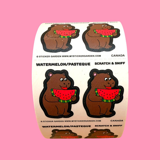 Stickers sur le rouleau - Capybara Pastèque à gratter et sentir