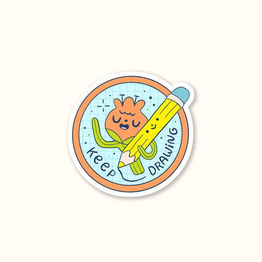 Sticker vinyle – Petit crayon fatigué - Message mignon de motivation pour artiste - Ivna Lins