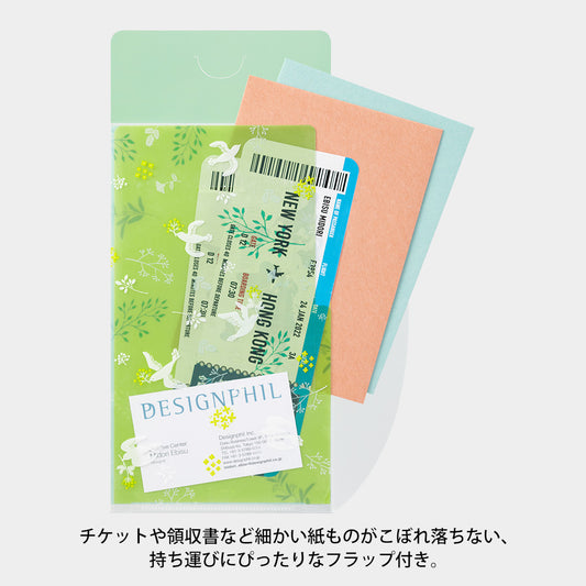 Pochettes / chemises à onglets Midori A6 oiseaux vert usage