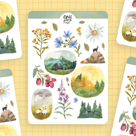 Planche de stickers en papier – Été dans les Tatras | Wild Pencil Studio