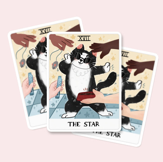 Sticker Tarot « La STAR » – Chat smoking | My Sweet Paper Card