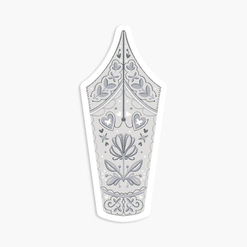 Autocollant vinyle – Plume de stylo plume en argent