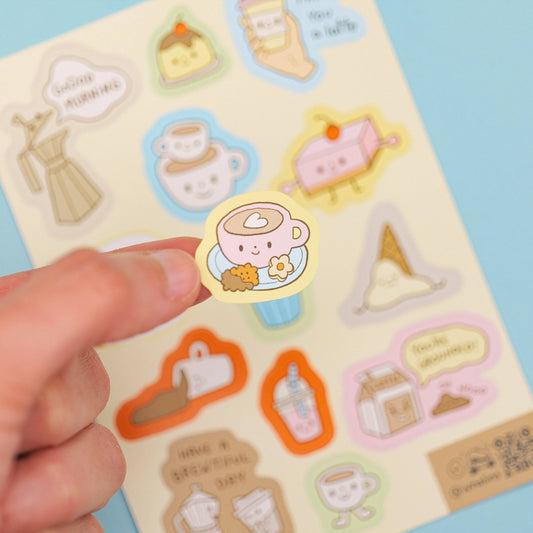 Planche de stickers – Petit café cosy – Ivna