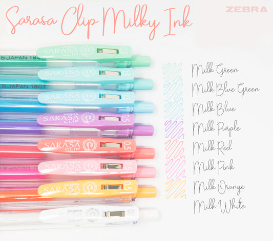 Zebra Sarasa Clip Milk – Stylo gel rétractable 0,5 mm