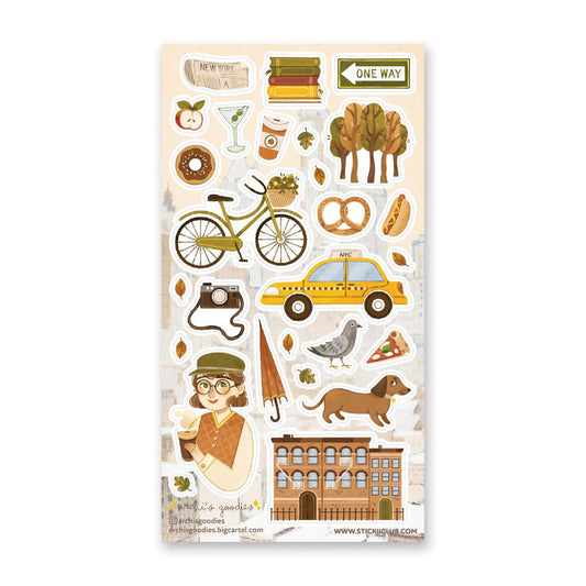 Planche de stickers « Automne à New York » – STICKII x Archi’s Goodies