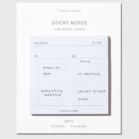 Cloth & Paper – Bloc-notes autocollant "Time Block" demo