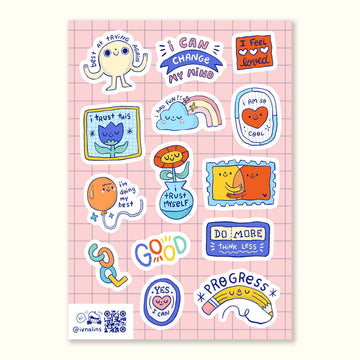 Planche de stickers – Douceur mentale & bienveillance – Ivna