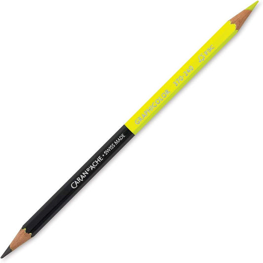 crayon double couleurs graphite jaune fluo Caran d'ache
