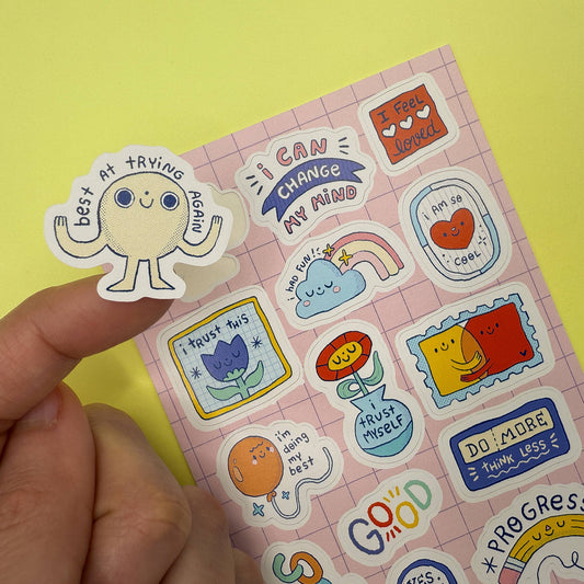 Planche de stickers – Douceur mentale & bienveillance – Ivna